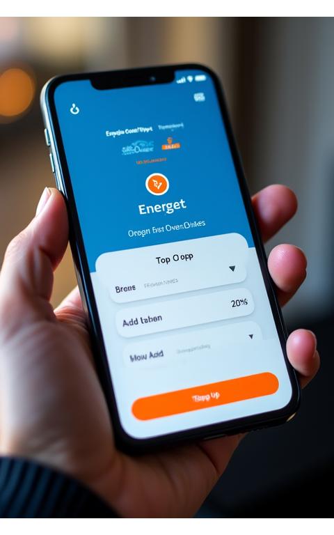 Screenshot of Energeia Pay mobile app showing a top-up screen.