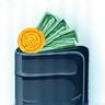 Wallet with coins icon